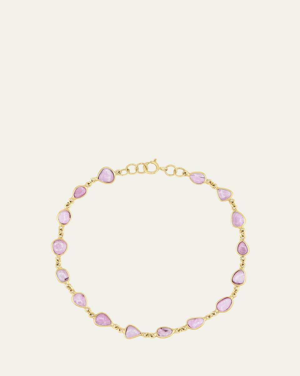 14K Pink Sapphire Bezel Tennis Chain Bracelet